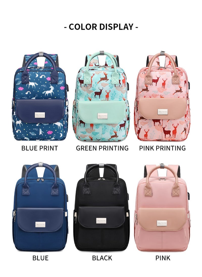 Majestic - 141 Mummy Maternity Diaper Elegant Waterproof Multifunctional large capacity backpack bag with USB Charging output - Unicorn Blue - Image 1