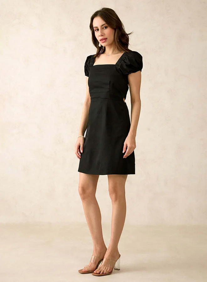 Virgio VIRGIO Cotton Stretch Puff Sleeve Mini Dress