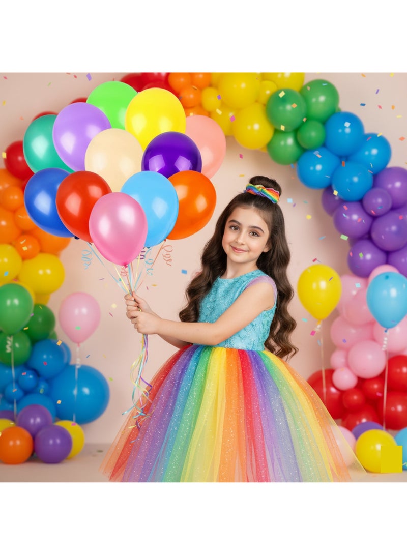 AMM 120-Piece Rainbow Latex Balloons 12″ – Vibrant Mixed Color Party Balloons for Birthday, Wedding, Baby Shower, Balloon Arch / Garland, Event Decor - Image 3