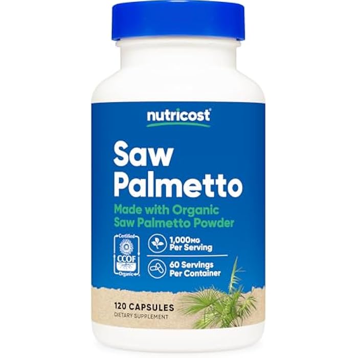 Nutricost Saw Palmetto 1000mg, 120 Capsules - CCOF Certified Made with Organic Saw Palmetto, Vegetarian Friendly, 60 Servings, 500mg Per Capsule, Gluten Free - Image 1