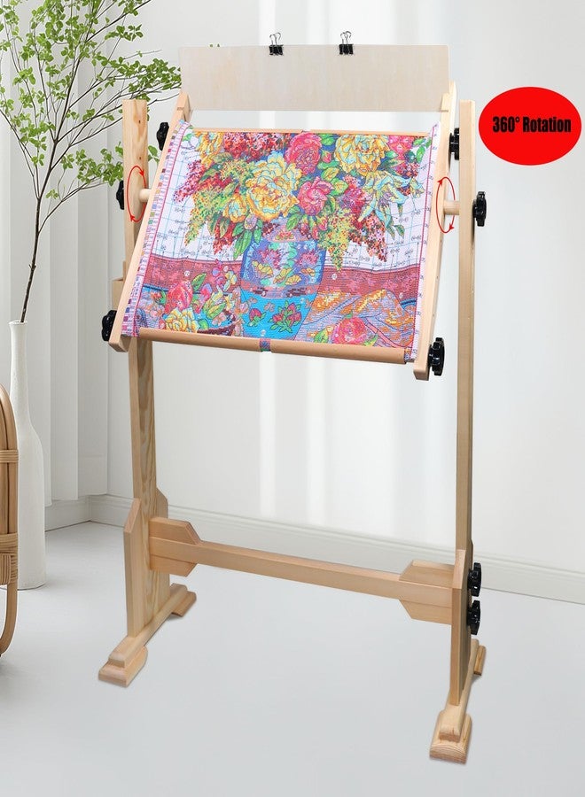 GuoFa Needlework Table and Adjustable Embroidery Stand, Cross Stitch Hoop Stand, Beech Wood Tapestry Cross Stitch Embroidery Frame Holder(54.5x41.6 cm (21.5" x 16.3")) and(112.5x41.6 cm (44.3" x 16.3")) - Image 3