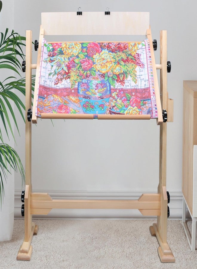 GuoFa Needlework Table and Adjustable Embroidery Stand, Cross Stitch Hoop Stand, Beech Wood Tapestry Cross Stitch Embroidery Frame Holder(54.5x41.6 cm (21.5" x 16.3")) and(112.5x41.6 cm (44.3" x 16.3")) - Image 5