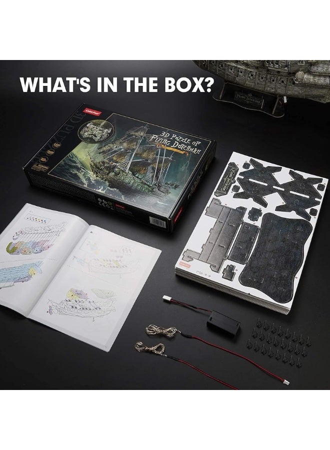 CubicFun 3D Puzzles for Adults Green LED Flying Dutchman, 360 Pieces Haunted Pirate Ship Arts & Crafts for Adults Gifts for Men Women Model Kit, Lighting Ghost Ship 2024 Easter Gifts Teacher Appreciation Gifts - Image 1