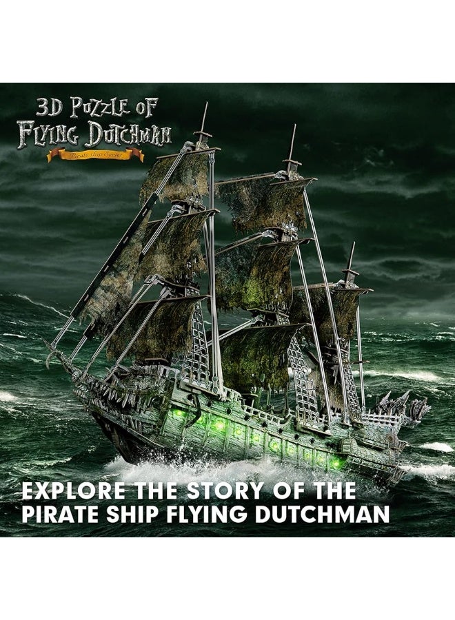 CubicFun 3D Puzzles for Adults Green LED Flying Dutchman, 360 Pieces Haunted Pirate Ship Arts & Crafts for Adults Gifts for Men Women Model Kit, Lighting Ghost Ship 2024 Easter Gifts Teacher Appreciation Gifts - Image 5