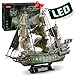 CubicFun 3D Puzzles for Adults Green LED Flying Dutchman 360 Pieces Pirate Ship Arts Crafts for Adults Gifts for Men Women Model Kit Lighting Ghost Ship Easter Gift for Him - Image 2