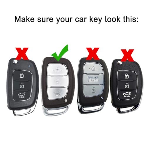 KEYCEPT Tristar Key Cover for Hyundai Grand i10 NIOS Asta| Venue| i20| Aura| Creta| Exter| i20 Elite| Verna 4s| i20 Active| Venue Sx| Elantra 3 Button Smart Key with Keychain.(Type 5, Black) - Image 2