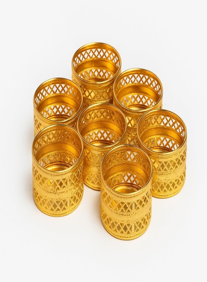 NRSON® Metal Tealight Candle Holder Stands Round for Diwali Decoration,Home Decoration Pooja thali (Set of 6 Candle Holder) - Image 1