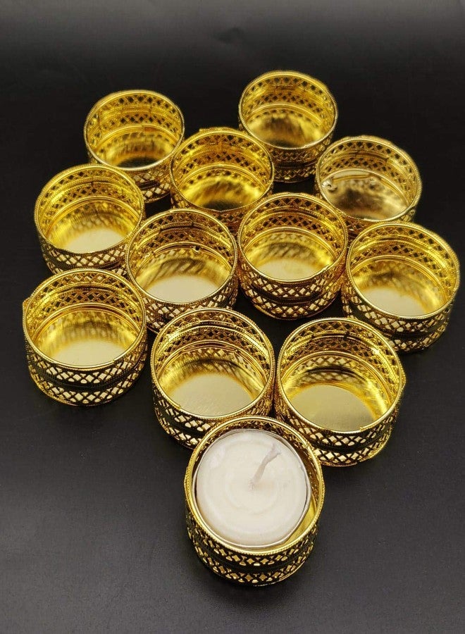 NRSON® Metal Tealight Candle Holder Stands Round for Diwali Decoration,Home Decoration Pooja thali (Set of 6 Candle Holder) - Image 4