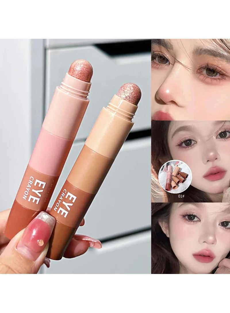 DubaiGallery 4 Colors Eyeshadow Stick, Highlighter Matte Pearly Glitter Shimmer Finish, Pink Color And Earth Color Tone Lazy Eyeshadow Pen Mini 4 In 1 Eyeshadow - Image 2