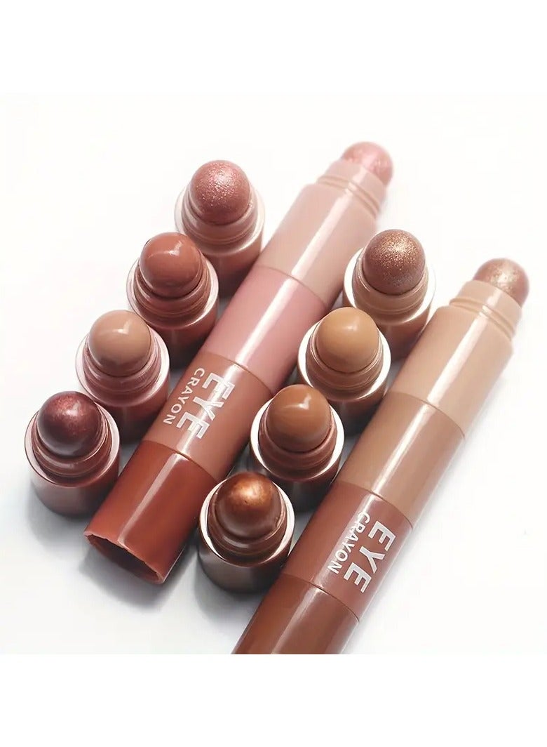 DubaiGallery 4 Colors Eyeshadow Stick, Highlighter Matte Pearly Glitter Shimmer Finish, Pink Color And Earth Color Tone Lazy Eyeshadow Pen Mini 4 In 1 Eyeshadow - Image 4