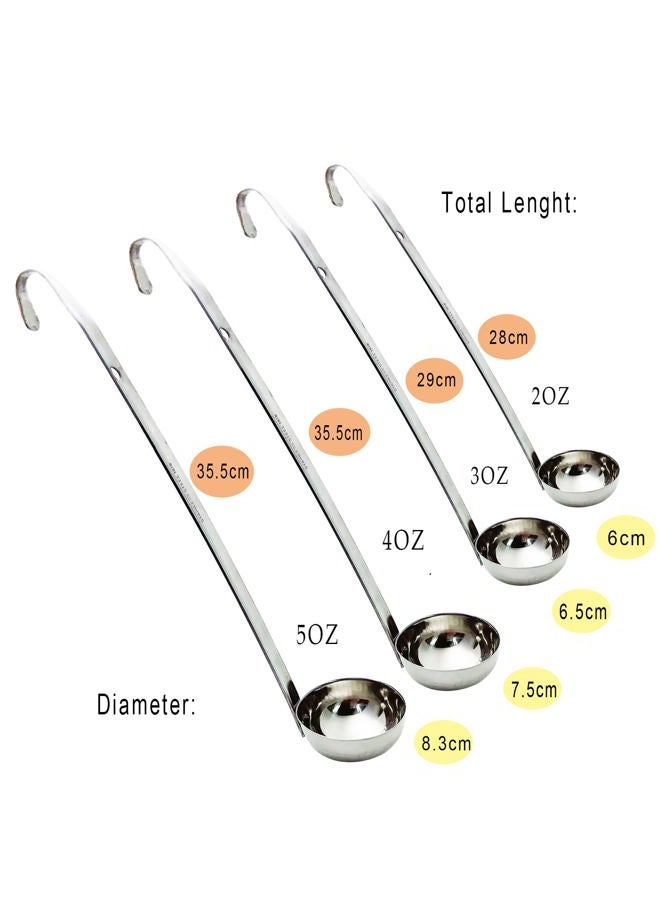 Markeny 4 Pieces Stainless Steel Soup Ladle Metal Handle Ladle with Pouring Rim,2oz/3oz/4oz/5oz Set Ladles for Cooking Soup Sauce - Image 2