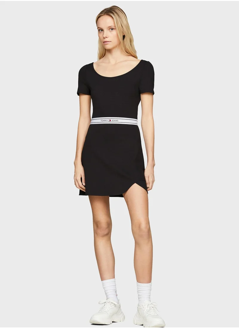 TOMMY JEANS Tie Detail Logo Dress