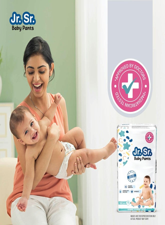 Jr. Sr. Baby Diaper Pants | Extra Large (XL) Size (12-17 kg), 52 Count | Pack of 1 | Upto 12 hr Absorption with Advanced Leak Protection | Safe For Babies Skin | Soft, Secure & Comfy - Image 2