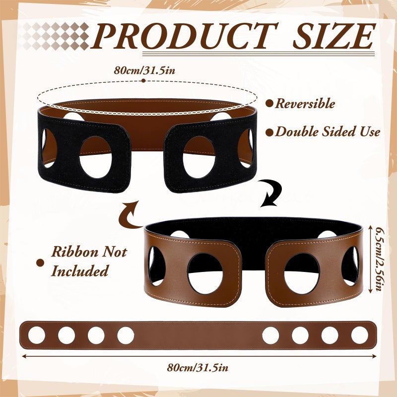 Cutecrop Reversible Scarf Waist Belt Leather Black and Tan Accessory PU Wide Leather Belts for Women Without Silk Scarf (Tan,27.5 Inches) - Image 3