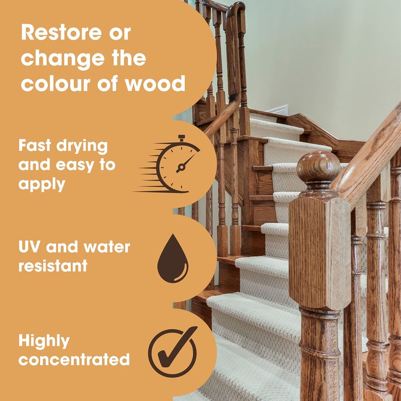 Furniture Clinic Furniture Clinic Wood Stain (Teak) - Fast Drying, Highly Concentrated, Easy-to-Apply for All Indoor & Outdoor Wood - Water Based & Non-Toxic - 1L - Image 2