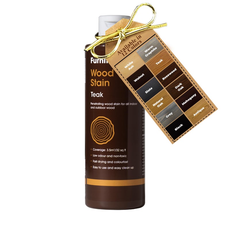 Furniture Clinic Furniture Clinic Wood Stain (Teak) - Fast Drying, Highly Concentrated, Easy-to-Apply for All Indoor & Outdoor Wood - Water Based & Non-Toxic - 1L - Image 1