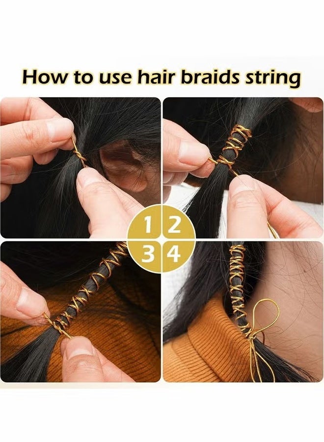 اتش واي 6 قطع 5M ضفائر الضفائر اكسسوارات الشعر الذهب الفضي تجديل الشعر ديكو التصميم وميض مطاطي جديلة أفريقية مضفر الحبل المطاطي زخرفة معلقة تزيين تغليف الهدايا - Image 4