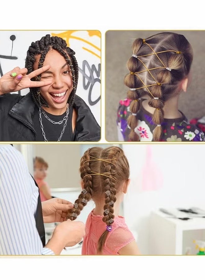 اتش واي 6 قطع 5M ضفائر الضفائر اكسسوارات الشعر الذهب الفضي تجديل الشعر ديكو التصميم وميض مطاطي جديلة أفريقية مضفر الحبل المطاطي زخرفة معلقة تزيين تغليف الهدايا - Image 5