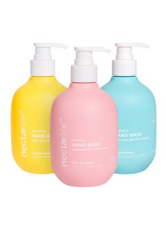 Nectar Bath Treats Nectar Life Exfoliating Hand Wash Set Lemon Squeeze Fruit Smoothie Ocean Breeze with Shea Butter and Pumice 3 Pack 
