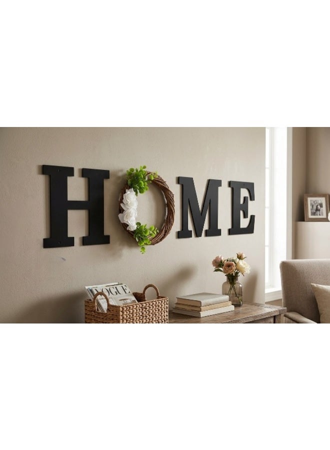 HOME Wooden Wall Decor, 150cm tall, with a rose wreath as an alternative to the letter O – 25cm tall wooden letters for home decoration - Image 2