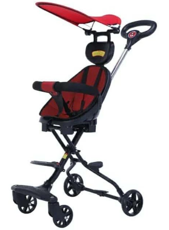 عربة أطفال، عربة أطفال قابلة للطي بأربع عجلات، مقعد ثنائي الاتجاه، عربة أطفال قابلة للطي قليلاً، مناسبة للأطفال من سن 1 إلى 5 سنوات، قطعة أثرية مساعدة للأطفال بمناظر طبيعية عالية