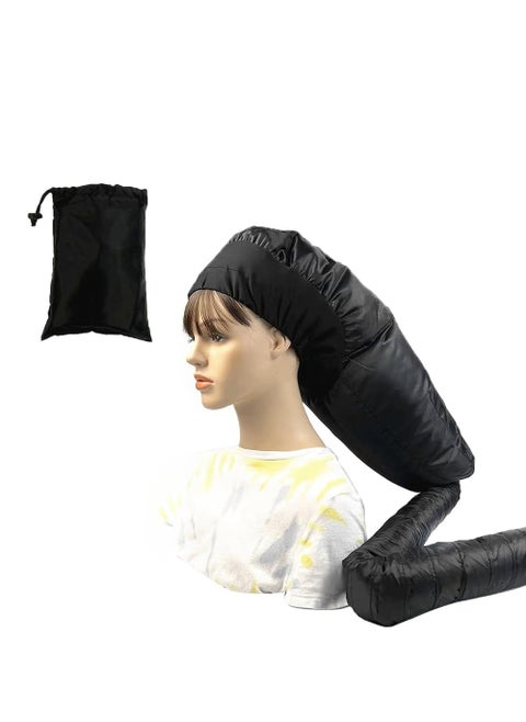 Bonnet Hair Dryer Hood Diffuser Attachment Adjustable Deep Conditioning Cap Upgraded Dry Heat Protector with Elastic Strap for Natural Curly Textured Hair Care Fast Drying Styling Black