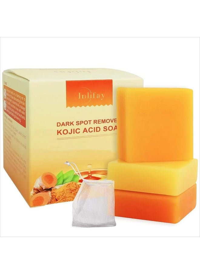 Inlifay - Nlifay Kojic Acid Soap Dark Spot Remover With Vitamin C Vitamin E Retinol Collagen Turmeric Hyaluronic Acid Moisturizing For Body & Face 50G3 Pack - Image 1