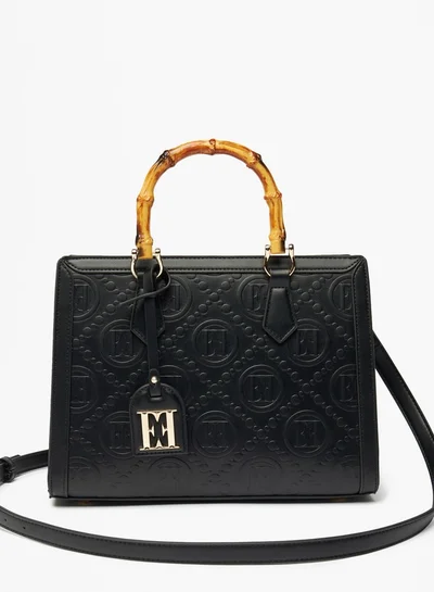 ELLE Women Embossed Monogram Tote Bag With Double Handle