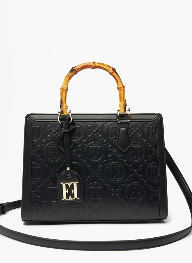 ELLE Women Embossed Monogram Tote Bag With Double Handle