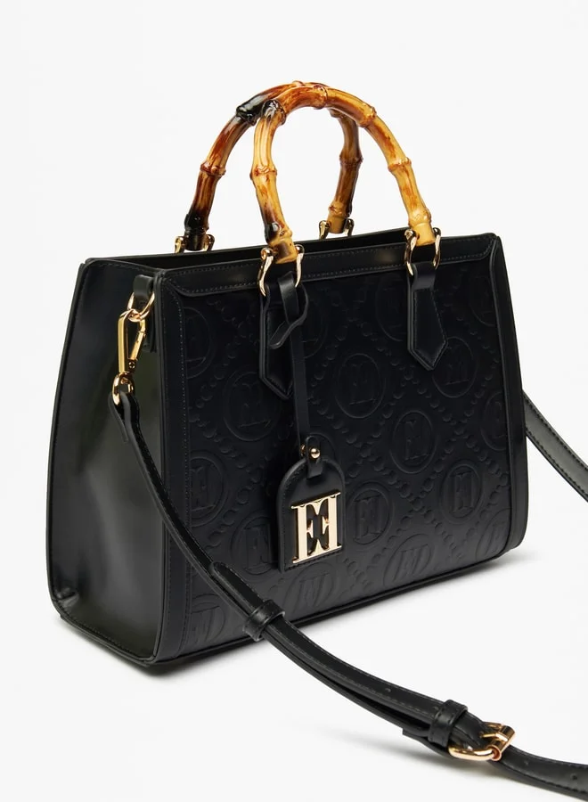 ELLE Women Embossed Monogram Tote Bag With Double Handle