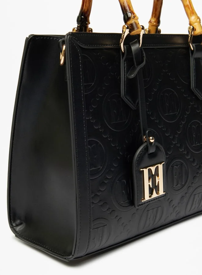 ELLE Women Embossed Monogram Tote Bag With Double Handle