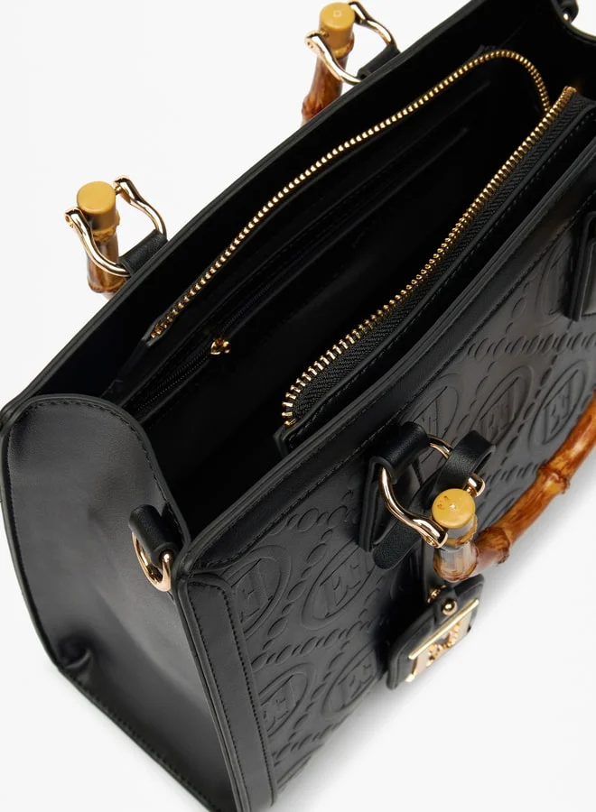 ELLE Women Embossed Monogram Tote Bag With Double Handle