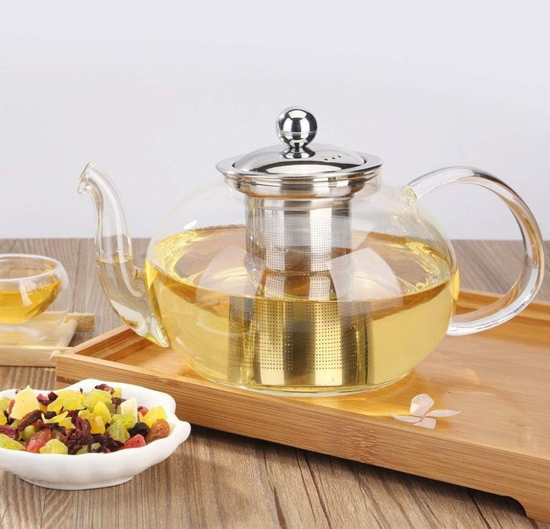BLISS START 1 Liter Glass KettleTeapot with Stainless Steel Infuser Lid Borosilicate Glass Tea Kettle Stovetop Safe Blooming Loose Leaf Teapot Pack of 1 - Image 4