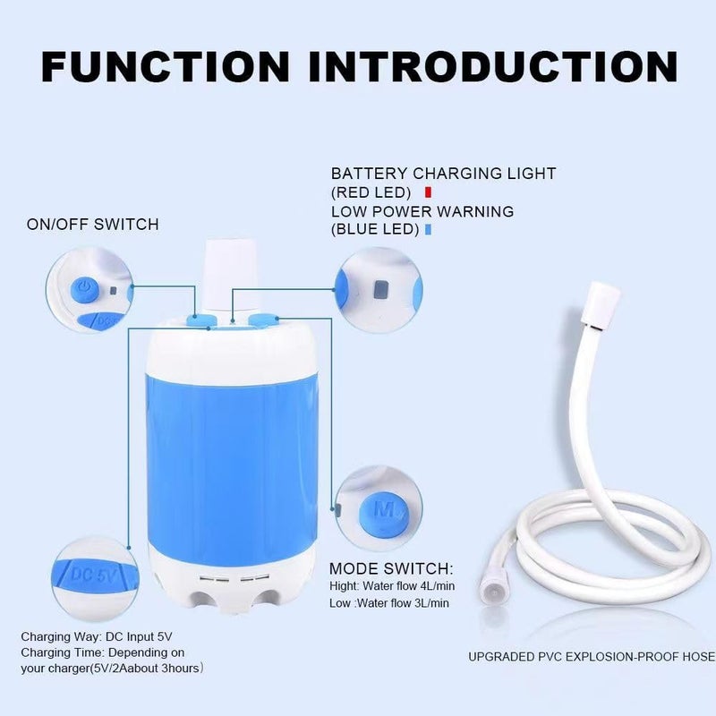 Le Bomlu Portable Camping Shower Pump - Rechargeable Outdoor Shower Head Sprayer - Image 4