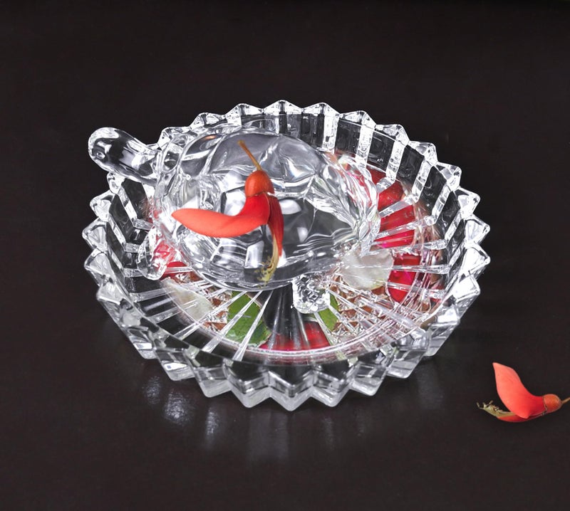 Rousrie Crystal Tortoise with Plate for Good Luck Feng Shui Crystal Glass Turtle As Per Vastu for Home Décor Gifts - Image 1