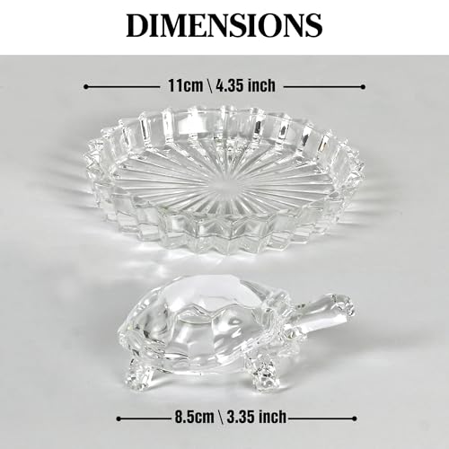 Rousrie Crystal Tortoise with Plate for Good Luck Feng Shui Crystal Glass Turtle As Per Vastu for Home Décor Gifts - Image 3