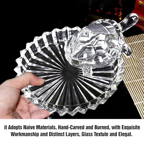Rousrie Crystal Tortoise with Plate for Good Luck Feng Shui Crystal Glass Turtle As Per Vastu for Home Décor Gifts - Image 2