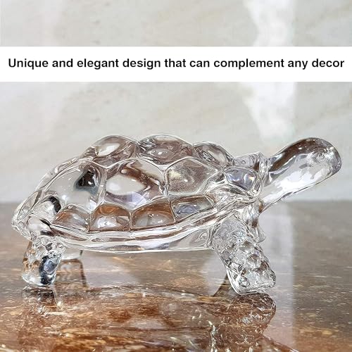Rousrie Crystal Tortoise with Plate for Good Luck Feng Shui Crystal Glass Turtle As Per Vastu for Home Décor Gifts - Image 4