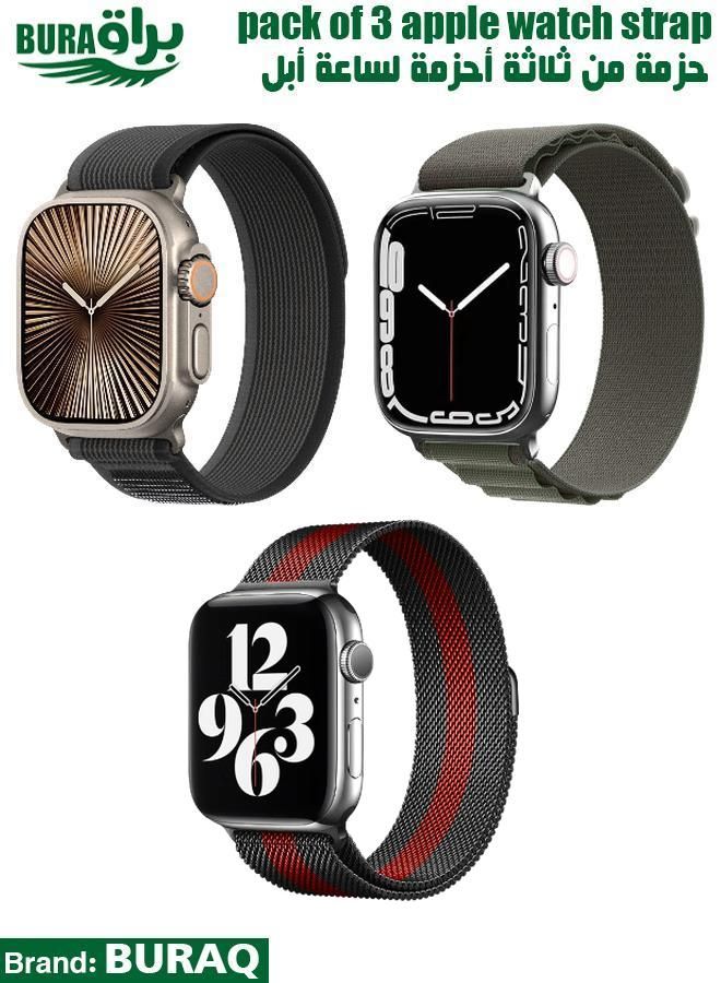 BURAQ Apple Watch Band Strap For Apple Watch Ultra 2/Ultra 49mm, Series 10 46mm, 9/8/7 45mm, SE2/SE/6/5/4 44mm, 3/2/1 42mm 