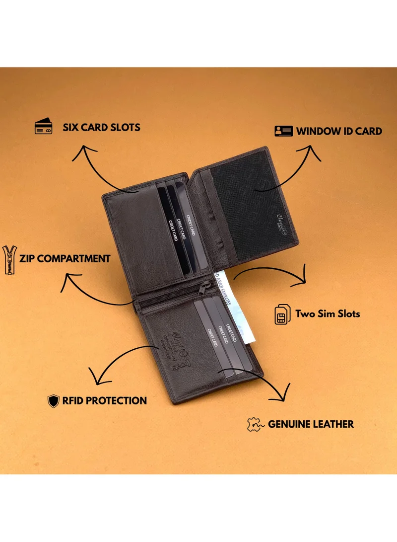 Classic Milano Brown Black (CMGT-11) Classic Milano Men’s Wallet – Slim Bifold Leather Wallet for Men with RFID Blocking – Credit Card Holder & Card Wallet – Stylish Mens Purse – Gift for Husband, Father & Men for Men | Best Price UAE