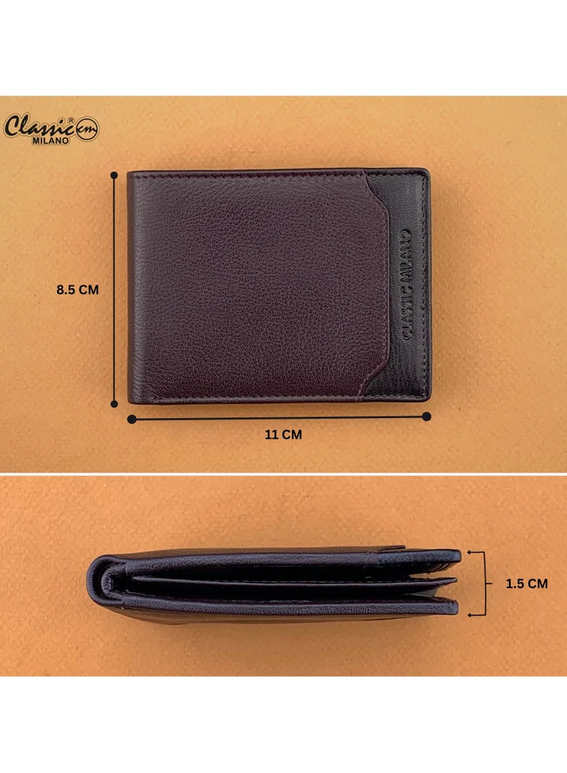 Classic Milano Brown Black (CMGT-11) Classic Milano Men’s Wallet – Slim Bifold Leather Wallet for Men with RFID Blocking – Credit Card Holder & Card Wallet – Stylish Mens Purse – Gift for Husband, Father & Men for Men | Best Price UAE