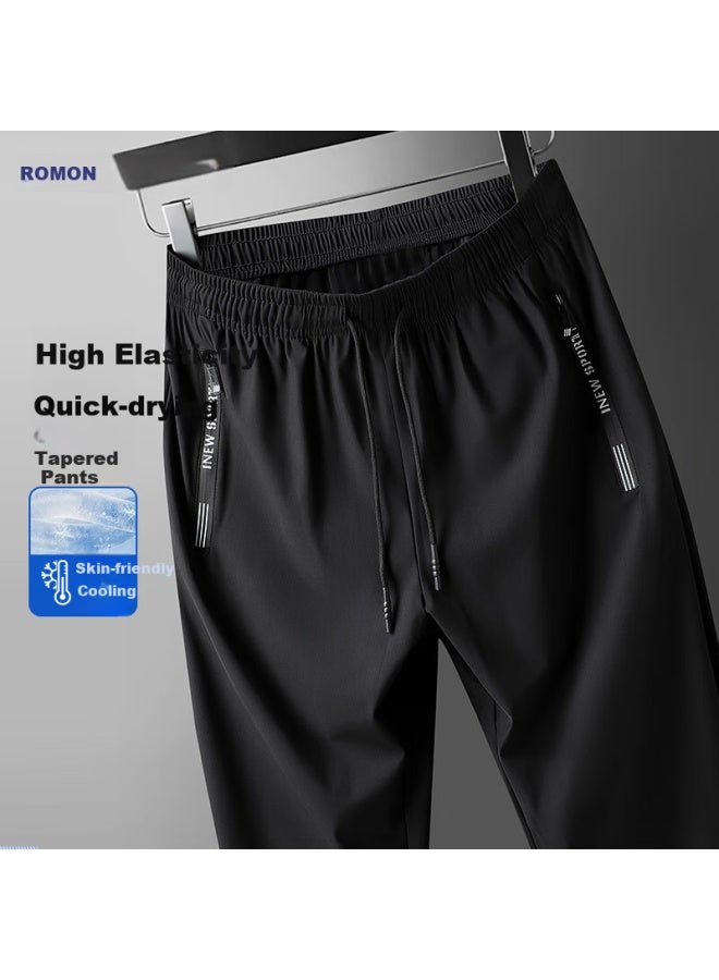 Romon Men'S Summer Ice Silk Thin Quick-Drying Straight Leg Sports Pants Casual Ice Silk High Elasticity Pants - Image 1