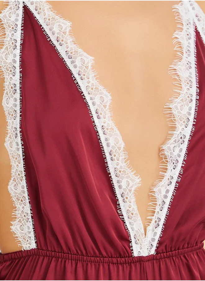 Styli Styli Contrast Lace Edge Teddy