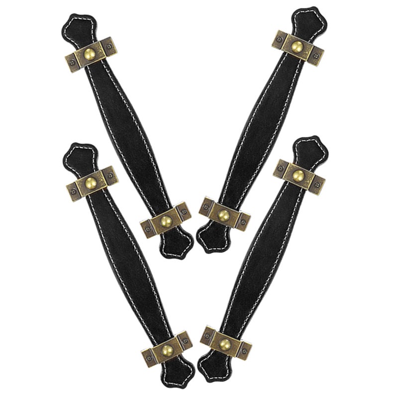 4pcs Leather Drawer Pulls PU Leather Strap Handles Wardrobe Cabinet Handles - Image 1