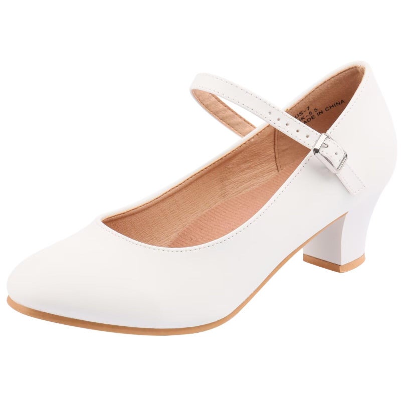ARCLIBER Character Shoes for Women 155 Dance Heels for Ballroom Salsa Tango 105 White - Image 2