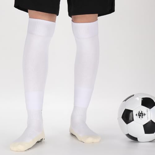 Ultrafun 3 Pairs Leg Sleeves, Pre-cut Soccer Sleeves Compatible with Grip Socks, Shin Guards Sleeves for Soccer, Football, Basketball, Rugby (White, L) - Image 3