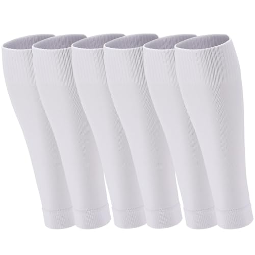 Ultrafun 3 Pairs Leg Sleeves, Pre-cut Soccer Sleeves Compatible with Grip Socks, Shin Guards Sleeves for Soccer, Football, Basketball, Rugby (White, L) - Image 1