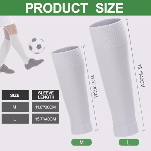 Ultrafun 3 Pairs Leg Sleeves, Pre-cut Soccer Sleeves Compatible with Grip Socks, Shin Guards Sleeves for Soccer, Football, Basketball, Rugby (White, L) - Image 5