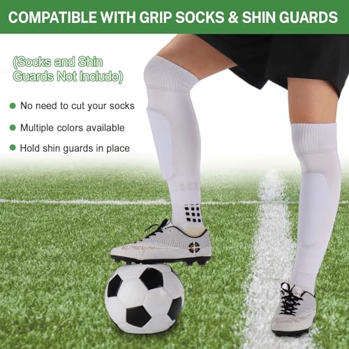 Ultrafun 3 Pairs Leg Sleeves, Pre-cut Soccer Sleeves Compatible with Grip Socks, Shin Guards Sleeves for Soccer, Football, Basketball, Rugby (White, L) - Image 4