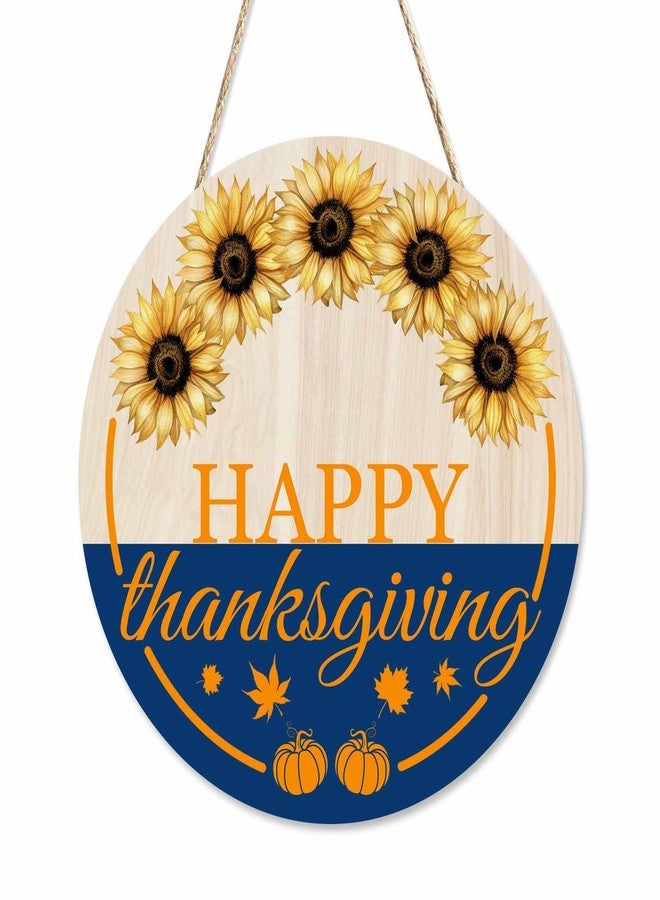 Beabes Welcome Porch Wood Sign Happy Thanksgwing Sunflower Round Hanging Plaque Sign for Porch Yard, Holiday Garden Decorations, 12x12inch - Image 1